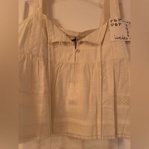 Spell Cream Lace-Trim Peasant Tank